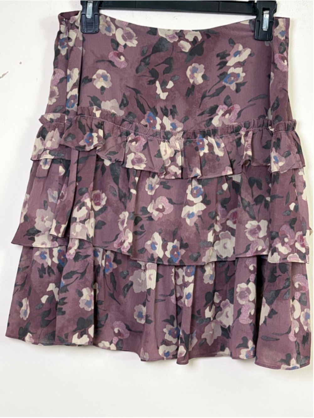 Lauren Ralph Lauren Floral Crinkle Georgette Tiered Miniskirt Size 6